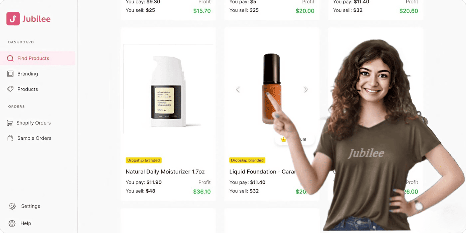 Personalized Cosmetics Find and dropship branded beauty products with Jubilee dashboard