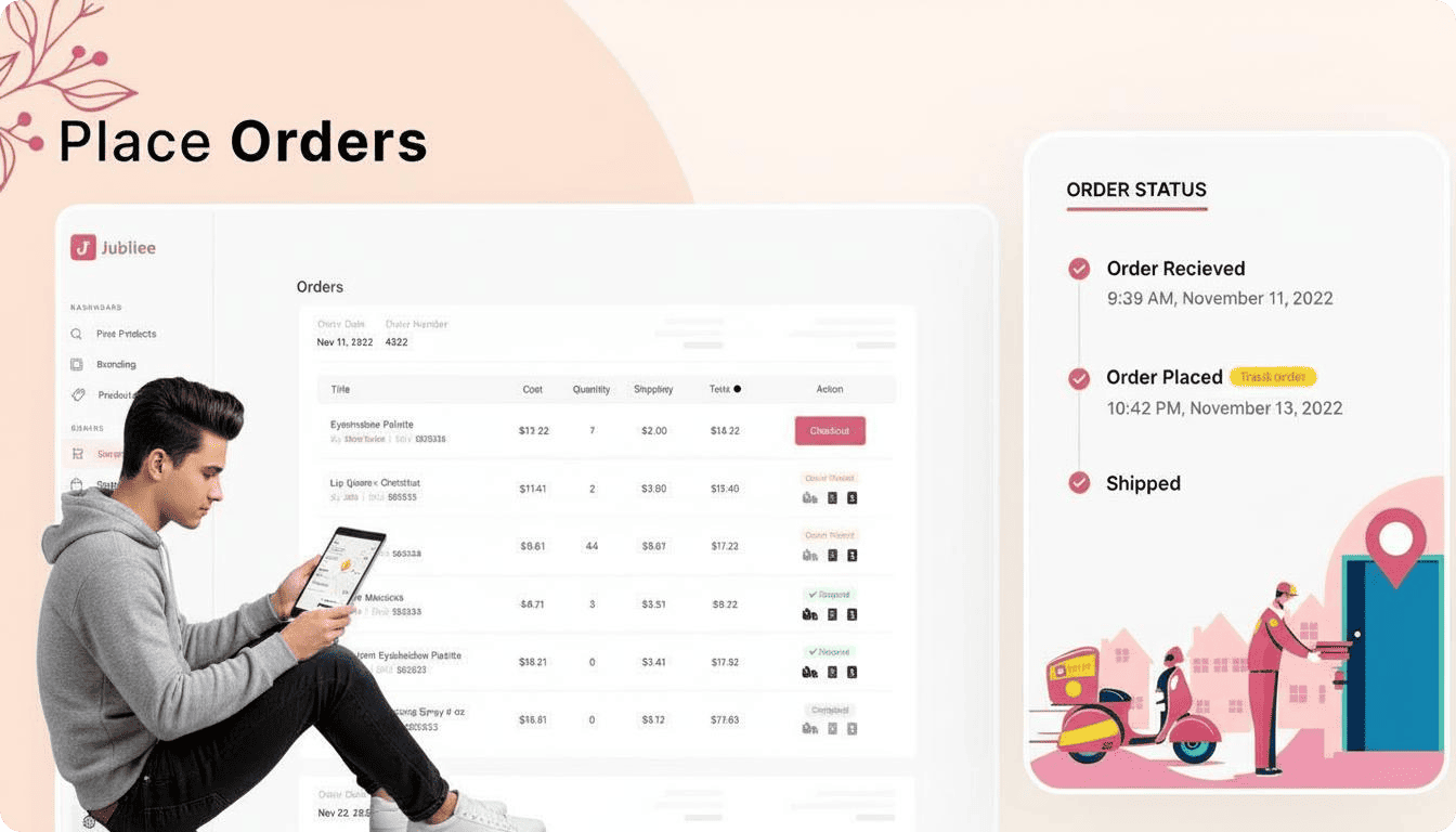 order status Place and track orders in Jubilee dropshipping dashboard